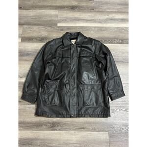 Wilda Genuine Leather Zip Up Snap On Jacket Pockets Y2K Retro - Men’s XXL 2XL